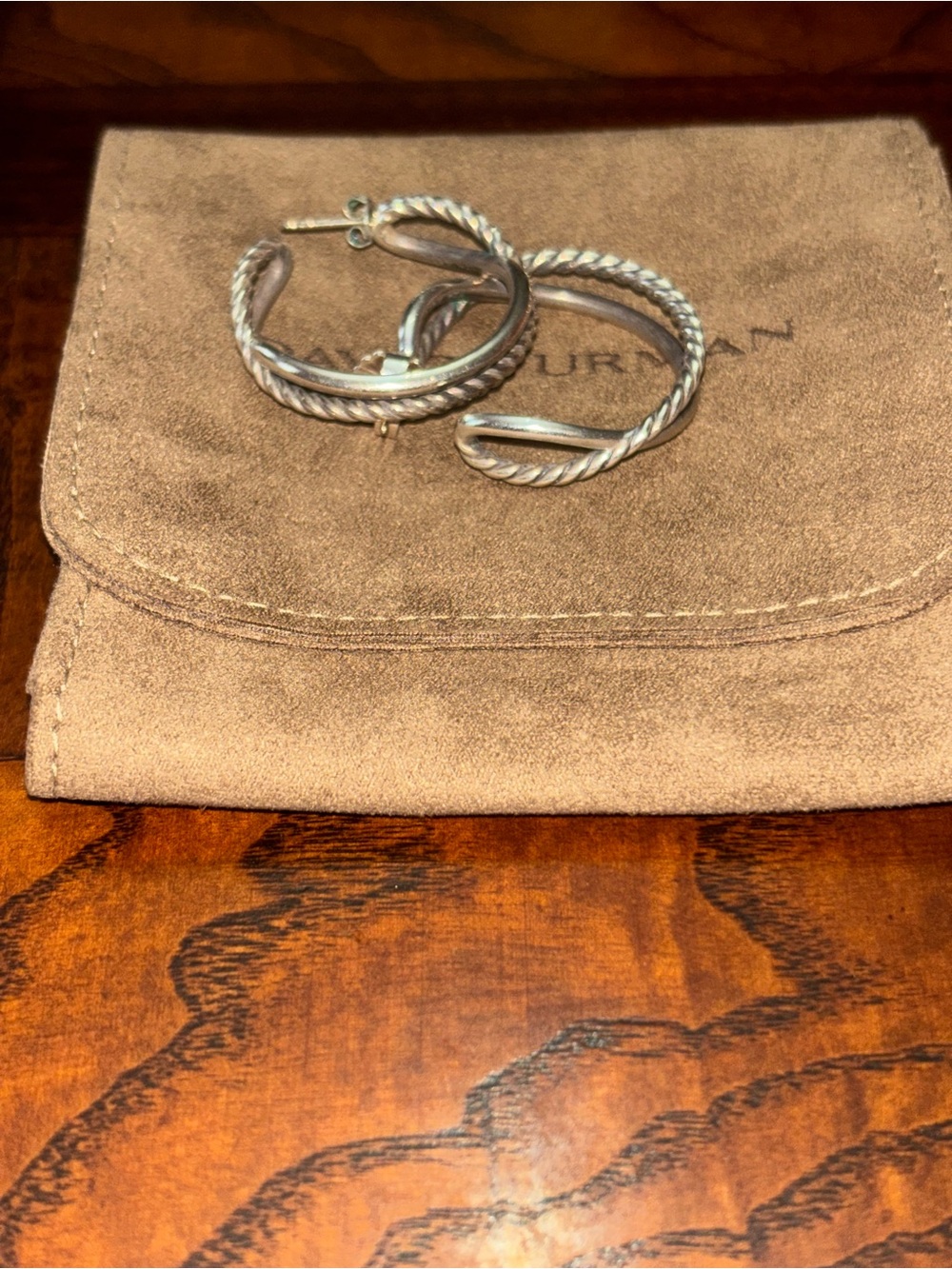 Twisted Rope Hoop Earrings - Silver Tone